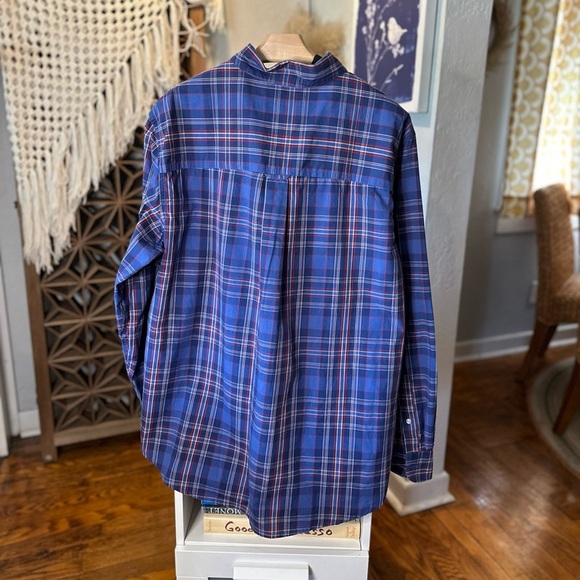 Chaps Blue and Red Plaid Button Down Long Sleeve Shirt - Picture 7 of 8